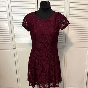 AB Studio Burgundy Lace Mini Dress